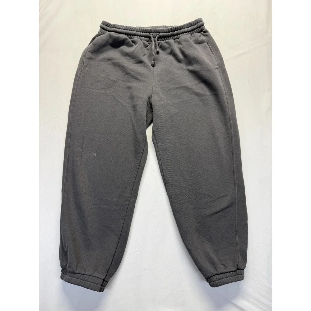 Zara Sweatpants Men Large Gray Cotton Fleece Lined Tapered Leg Drawstring Jogger